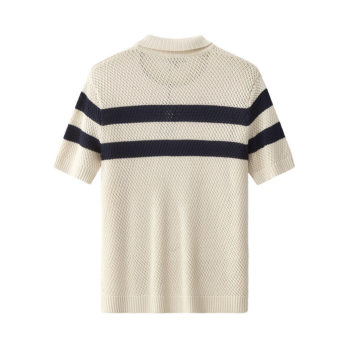 Marina Stripe Knit SS Shirt IVORY