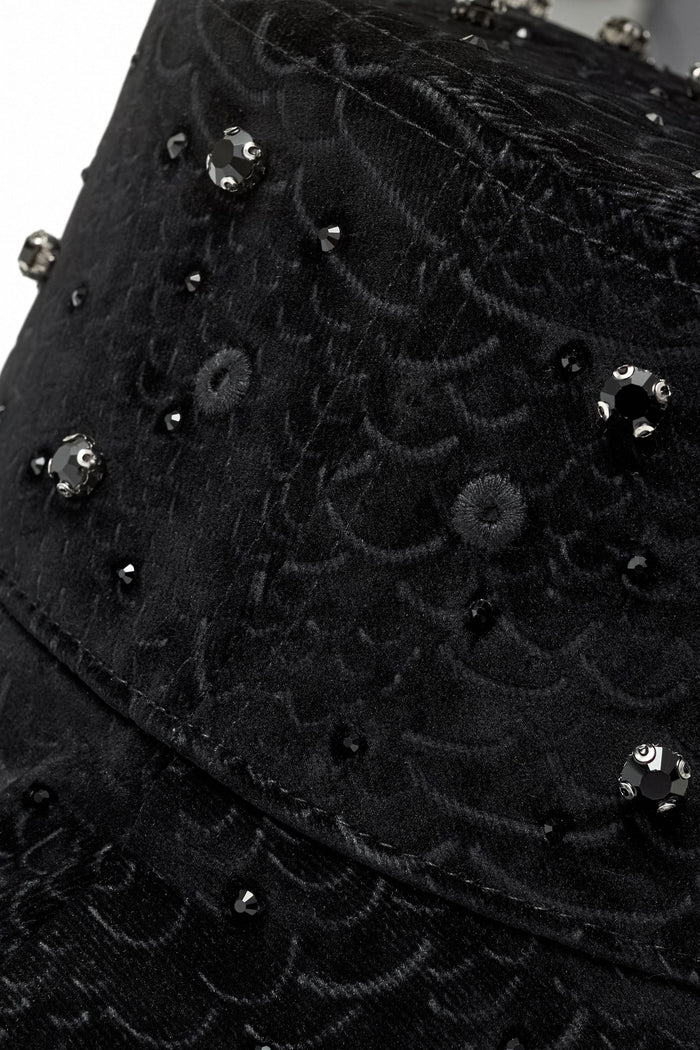 Midnight Serpent Rhinestone - Century Penthouse Hat BLACK