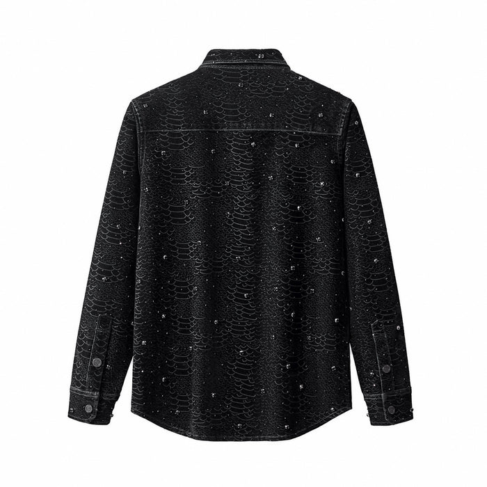 Midnight Serpent Rhinestone Jacket - Century Penthouse BLACK