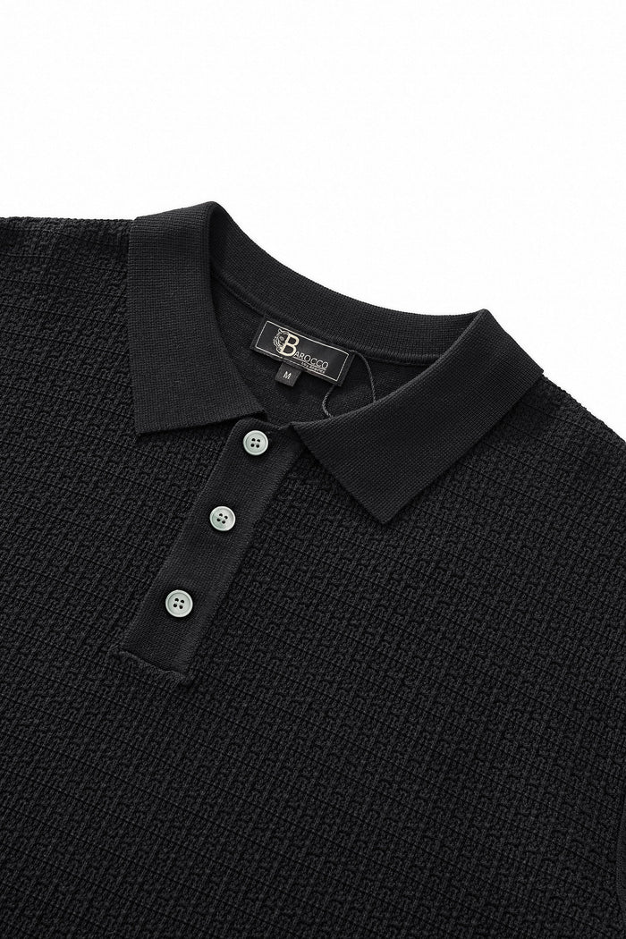 Milano Texture Knit Polo BLACK