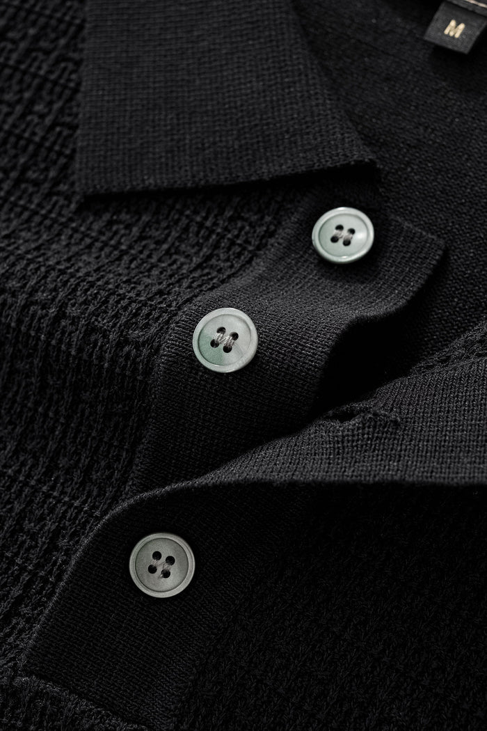 Milano Texture Knit Polo BLACK