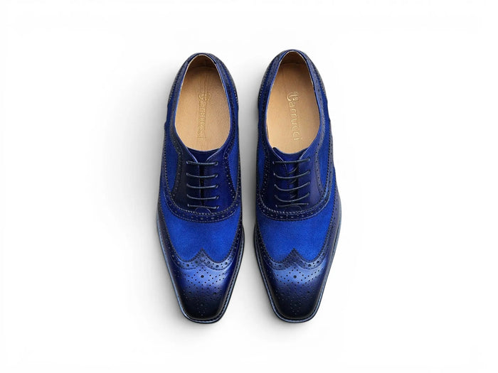 Mixed Media Burnished Wingtip Oxford