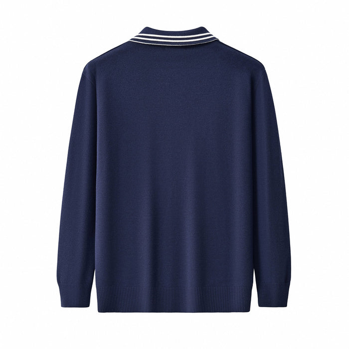 Monarch Tipped Collar Knit Polo LS NAVY