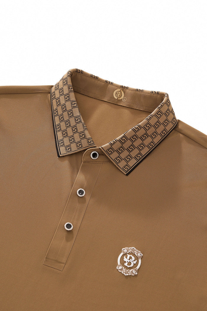 Monogram Trim Performance Polo - El baron KHAKI