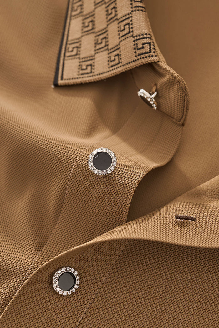 Monogram Trim Performance Polo - El baron KHAKI