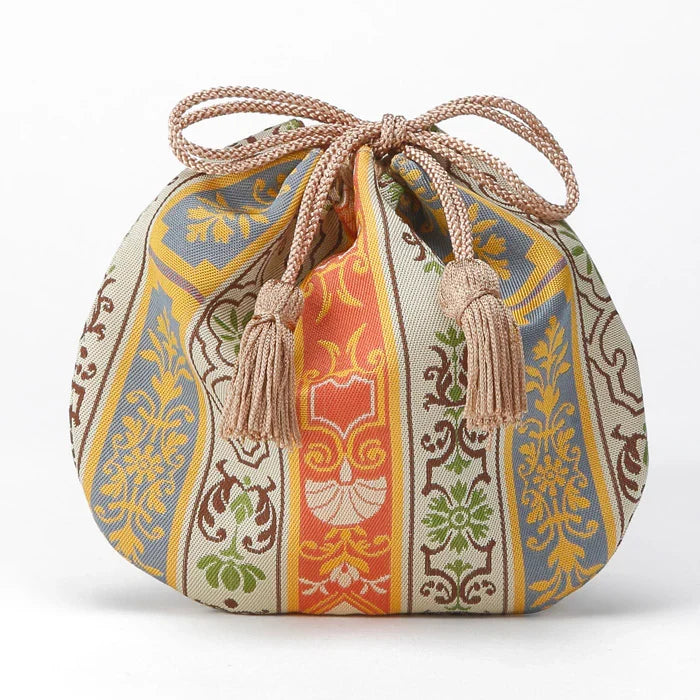 Nishijin-ori Small Drawstring Bag - Flower -,  Made in Kyoto, Japan,  Japanese traditional craft purse