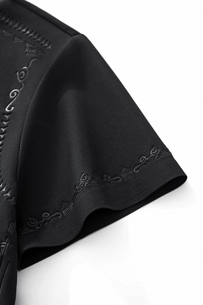 Ornate Trim Polo BLACK