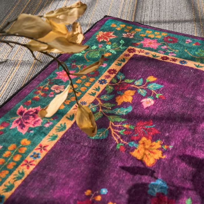 Ownkoti Anti-slip Washable Vintage Floral Decorative Area Rug - image 2