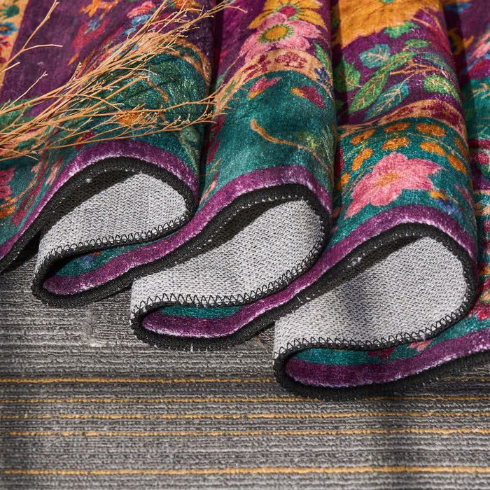 Ownkoti Anti-slip Washable Vintage Floral Decorative Area Rug - image 3