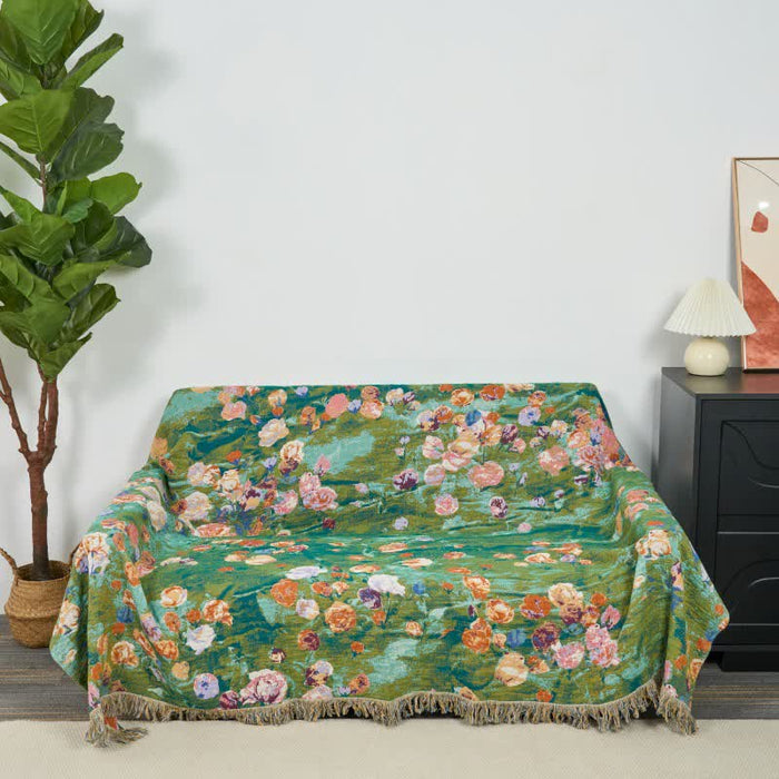 Artistic Rose Cotton Gauze Reversible Blanket - 90"W x 98"L - image 2