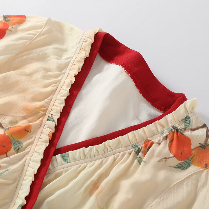 Ownkoti Bamboo Fiber Garden Persimmon Pajama Set