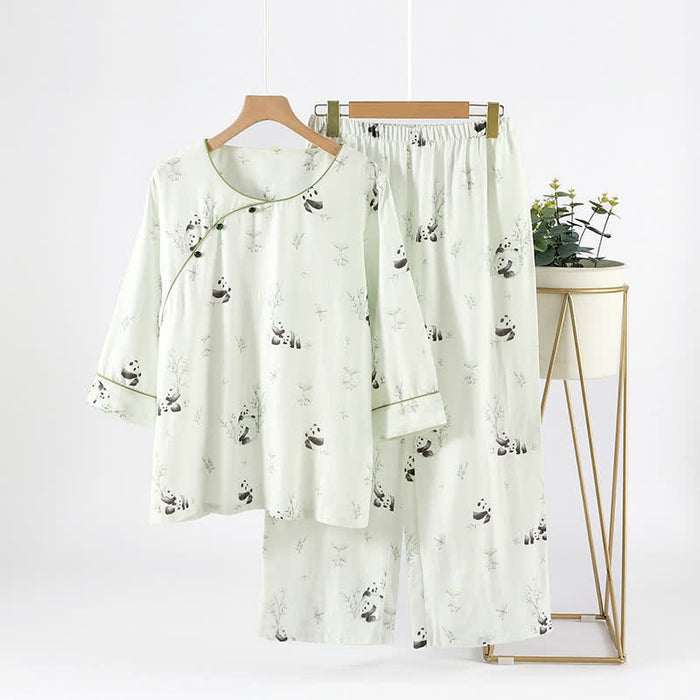Ownkoti Bamboo Fiber Rural Panda Pajama Set