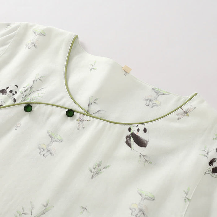 Ownkoti Bamboo Fiber Rural Panda Pajama Set