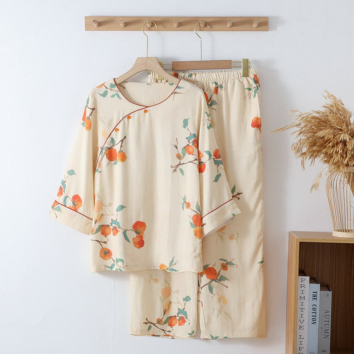 Ownkoti Bamboo Fiber Rural Three-quarter Sleeves Pajama