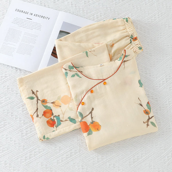 Ownkoti Bamboo Fiber Rural Three-quarter Sleeves Pajama