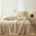 Ownkoti Beige Curve Textured Cotton Linen Bedspread