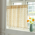 Ownkoti Beige Daisy Pattern Tier Curtain