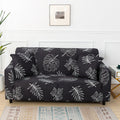 Black Monstera Print Stretch Sofa Slipcover - 4-Seater 92" x 118" - image 1