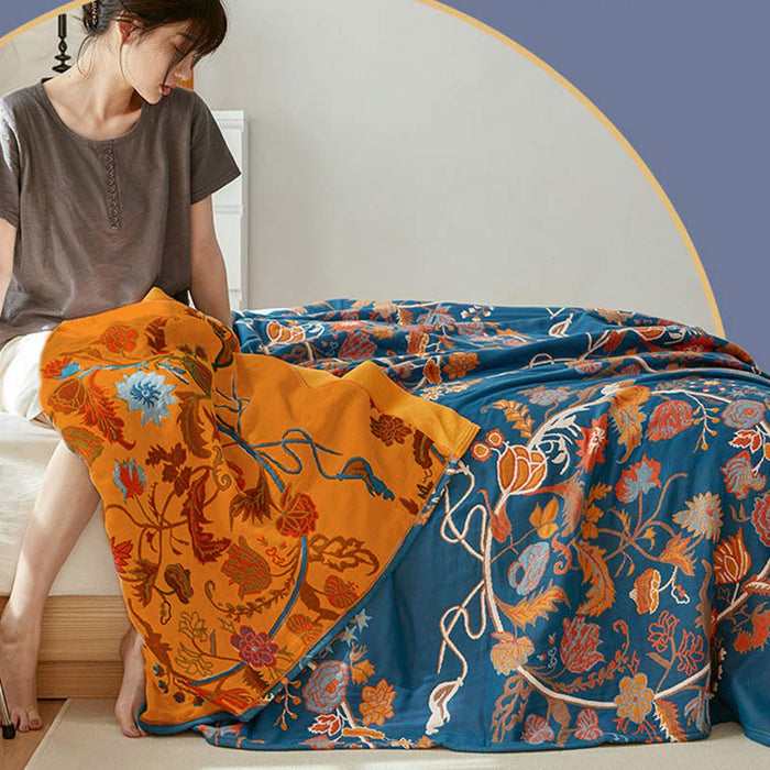 Blooming Flower Pattern Cotton Reversible Quilt Quilts Ownkoti 3