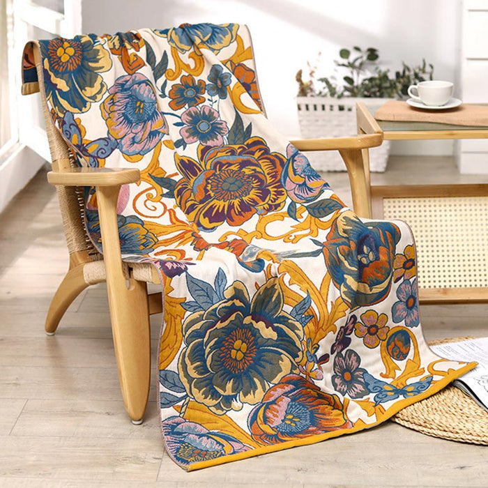 Blooming Flowers Reversible Cotton Bath Towel Towels Ownkoti 1