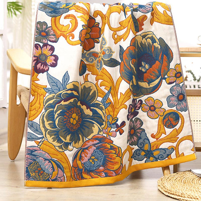 Blooming Flowers Reversible Cotton Bath Towel Towels Ownkoti 3