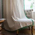Blue Daisy Green Brim Cotton Curtain - Hook - 59"W x 102"L - image 0