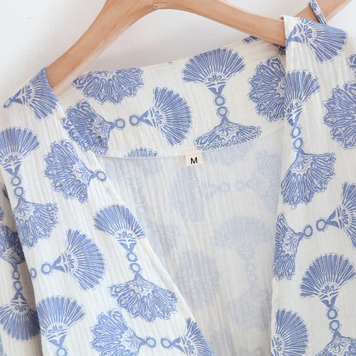 Ownkoti Blue Fan Print Cotton Loungewear Set (3PCS) - image 4