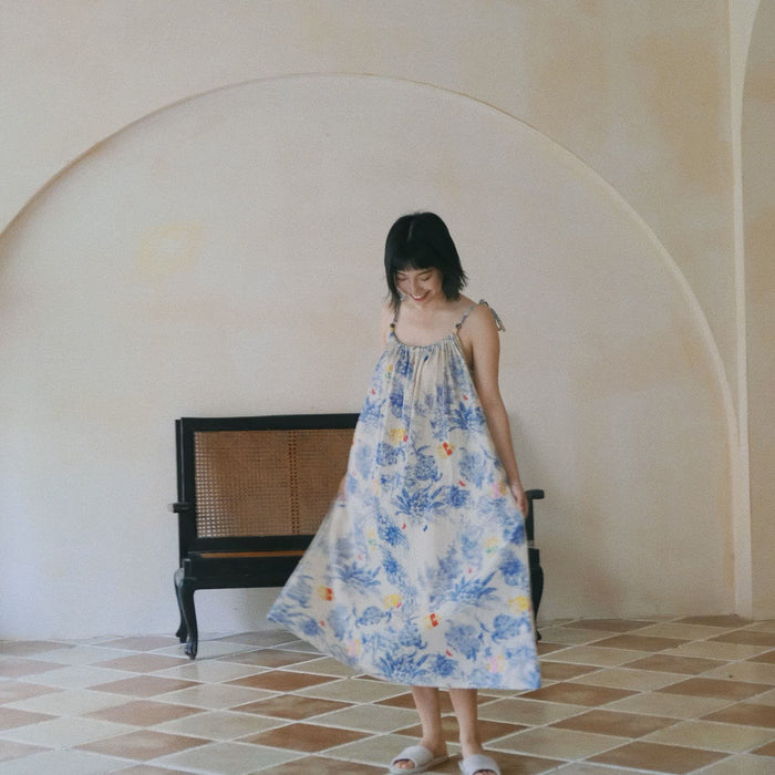 Ownkoti Blue Floral Cotton Camisole Nightdress - image 2