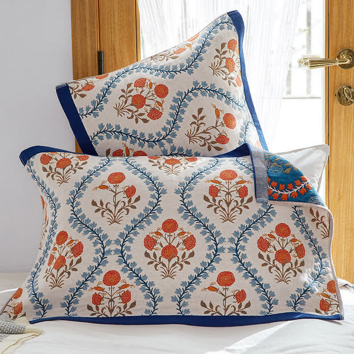Ownkoti Bluebell Flower Cotton Breathable Pillow Towel (2PCS) - White - 52cm x 75cm - image 0