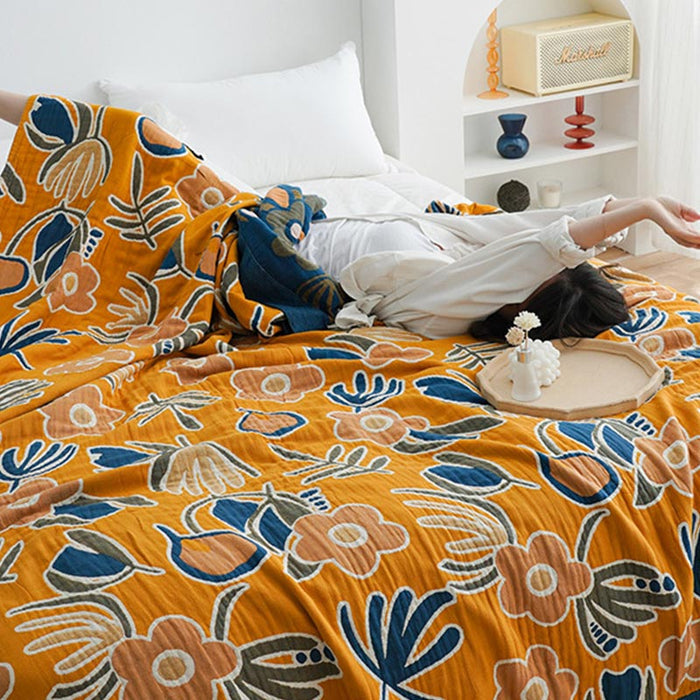 Bohemian Flower Print Double Side Quilt
