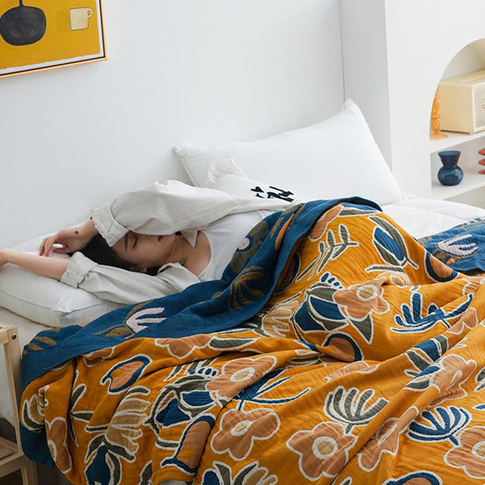 Bohemian Flower Print Double Side Quilt