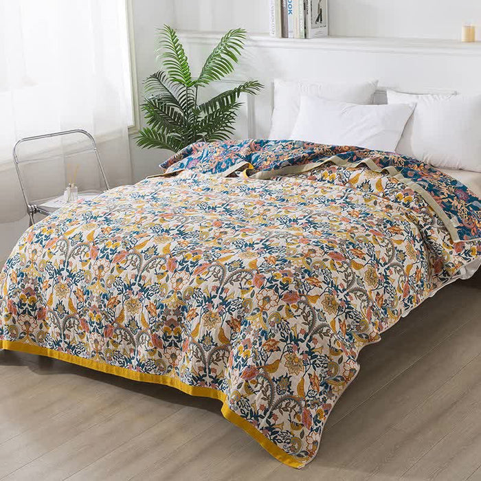 Ownkoti Bohemian Style Cotton Gauze Reversible Quilt