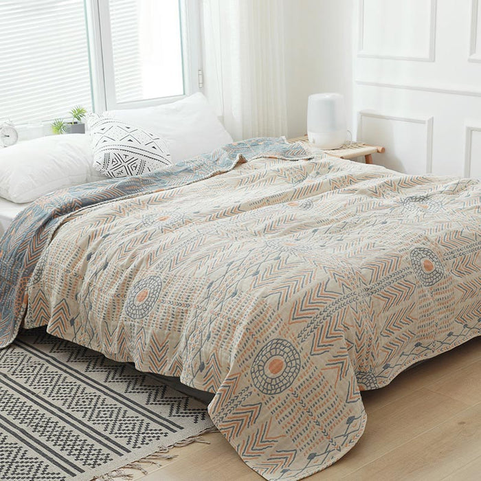 Boho Striped Cotton Quilt Reversible Sofa Towel