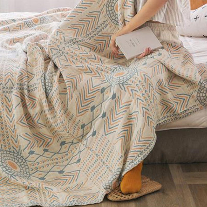 Boho Striped Cotton Quilt Reversible Sofa Towel