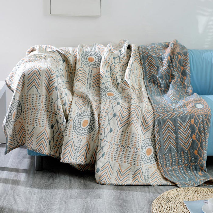 Boho Striped Cotton Quilt Reversible Sofa Towel