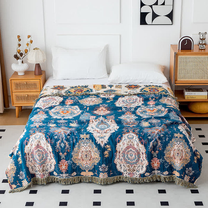 Ownkoti Boho Tribal Print Cotton Gauze Quilt