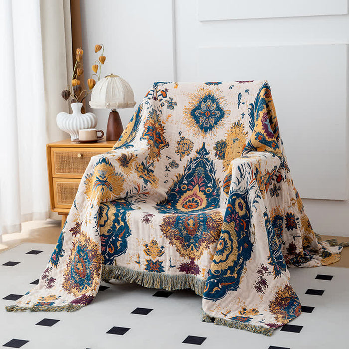 Ownkoti Boho Tribal Print Cotton Gauze Quilt