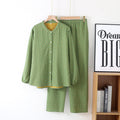 Ownkoti Button-down Cotton Gauze Soft Pajama Set - Green - Women XL - image 2