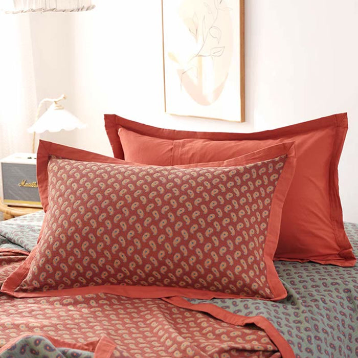 Ownkoti Cashew Flower Cotton Gauze Reversible Quilt