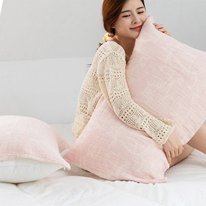 Cat Printed Pillow Towel Bed Cotton Pillow Decor (2PCS)