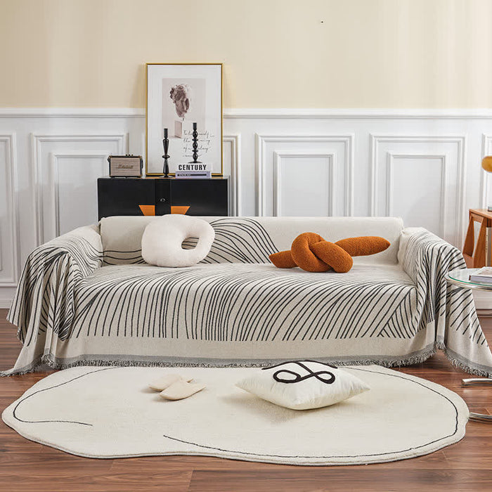 Ownkoti Chenille Abstract Stripe Sofa Protector - image 1