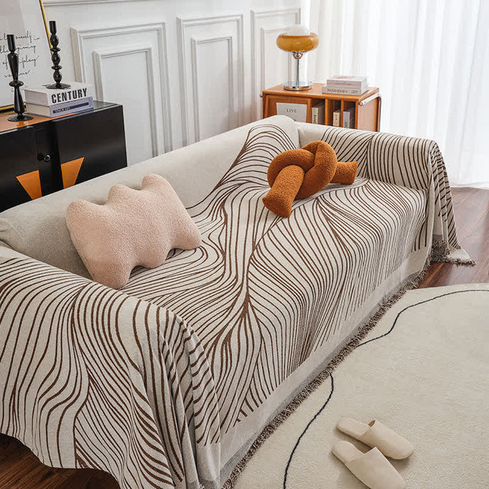 Ownkoti Chenille Abstract Stripe Sofa Protector - image 5