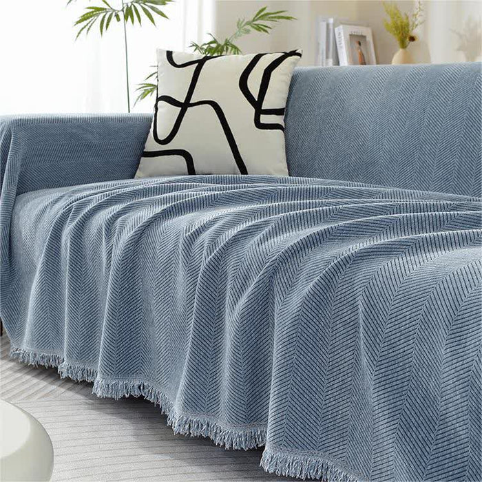 Ownkoti Chenille Herringbone Tassel Couch Cover - image 0