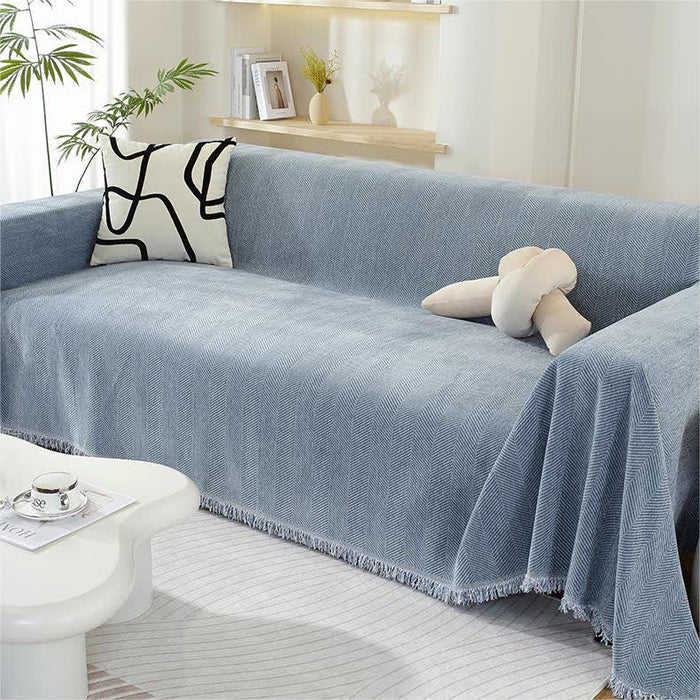 Ownkoti Chenille Herringbone Tassel Couch Cover - image 1