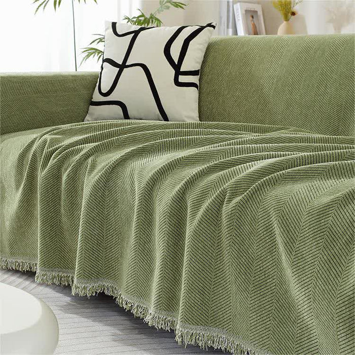 Ownkoti Chenille Herringbone Tassel Couch Cover - image 2