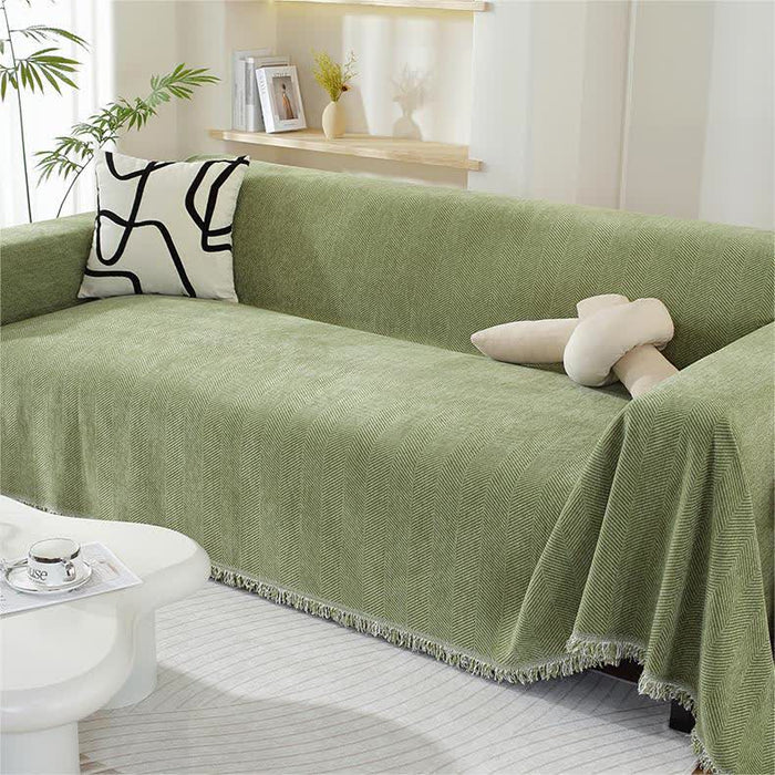 Ownkoti Chenille Herringbone Tassel Couch Cover - image 5