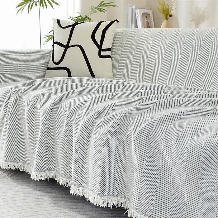 Ownkoti Chenille Herringbone Tassel Couch Cover - image 7