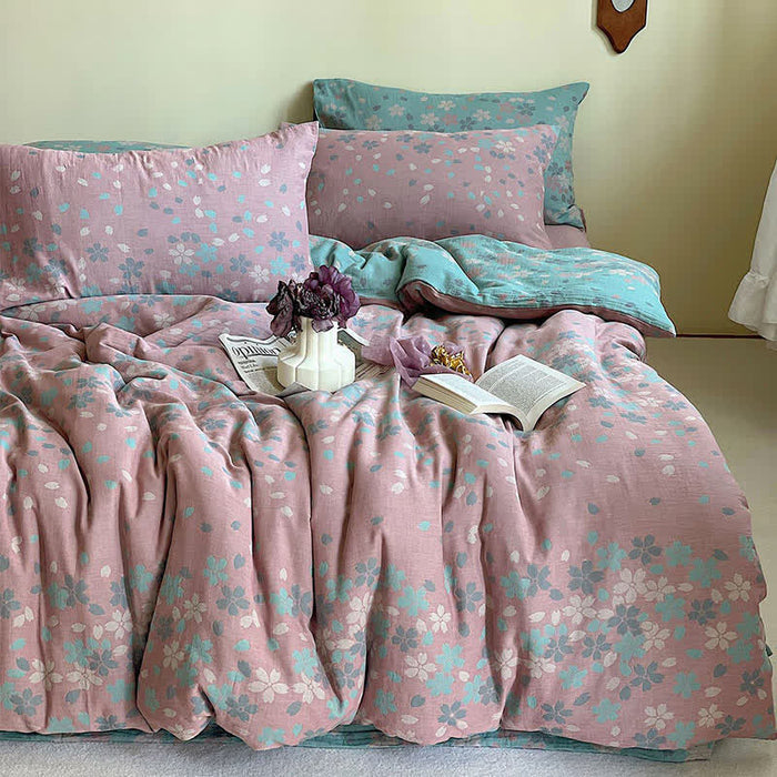 Ownkoti Cherry Blossom Cotton Gauze Bedding Set(4PCS)