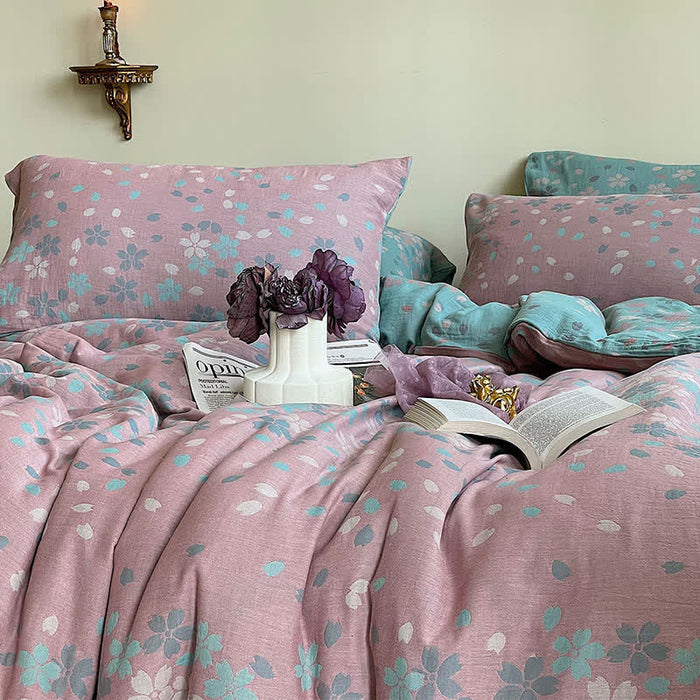 Ownkoti Cherry Blossom Cotton Gauze Bedding Set(4PCS)