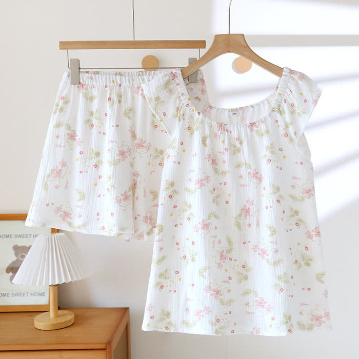 Ownkoti Cherry Blossom Flutter Sleeve Loungewear Set
